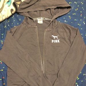 Grey Pink Zipper sweater